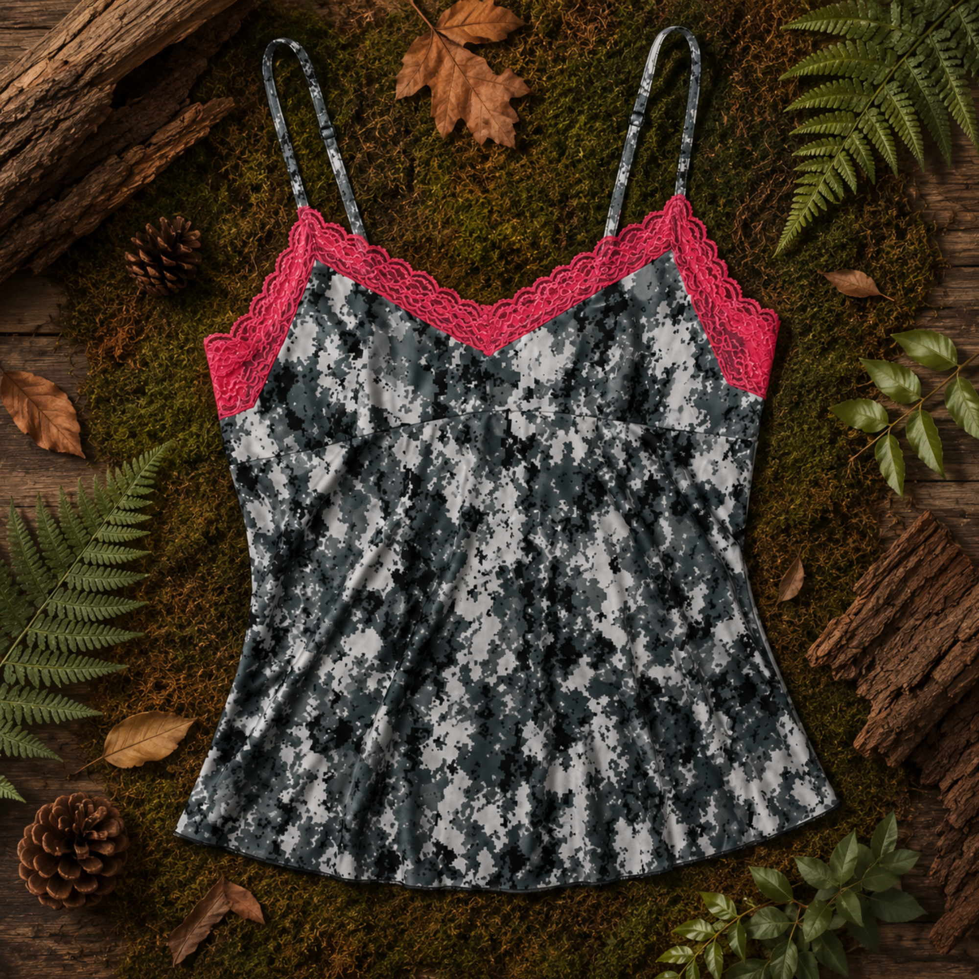 Women's Camo Lace Camisole - Envision Black Hunting Lingerie - Wilderness Dreams