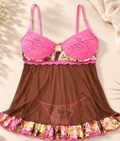 Women's Pink Camo Babydoll Lingerie Set - PinkWoods 2-Piece with Thong - Wilderness Dreams