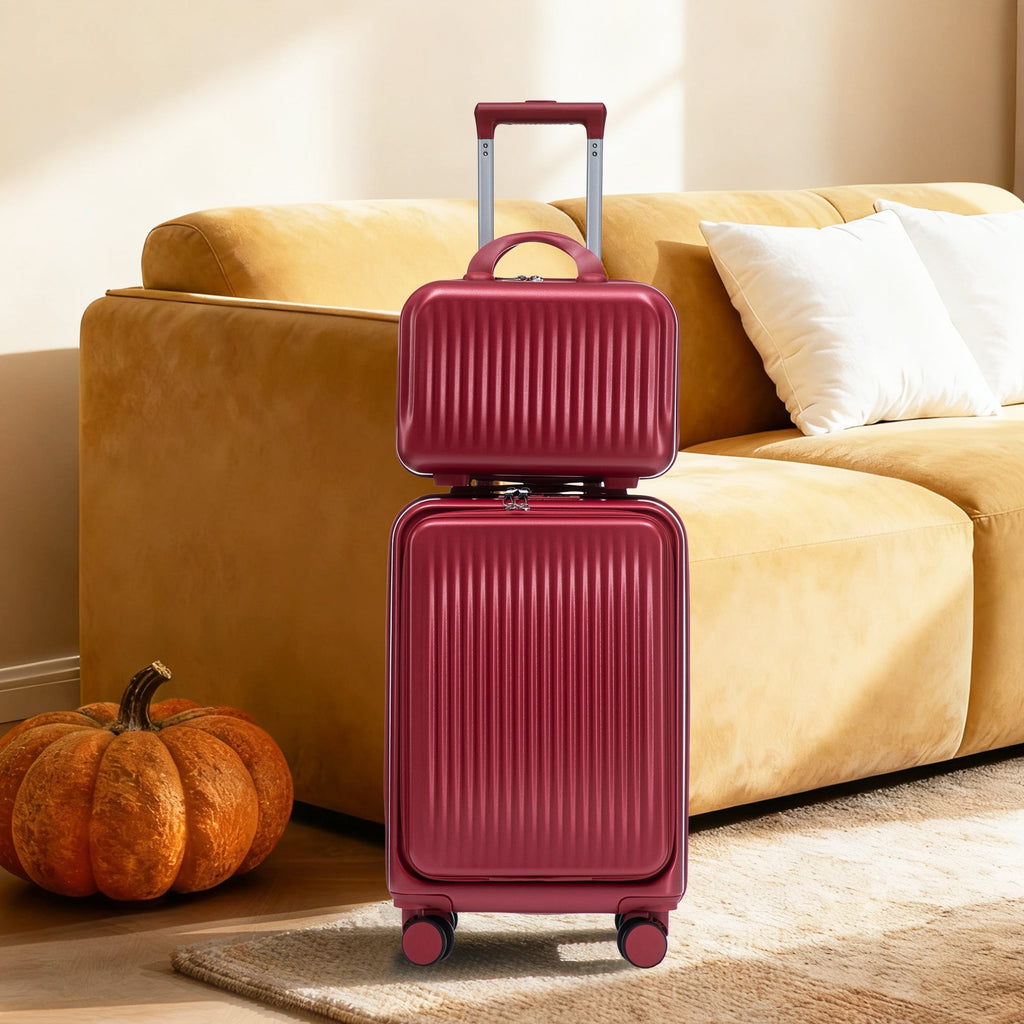 ABS Spinner Wheel Luggage Set with Combination Lock - Red