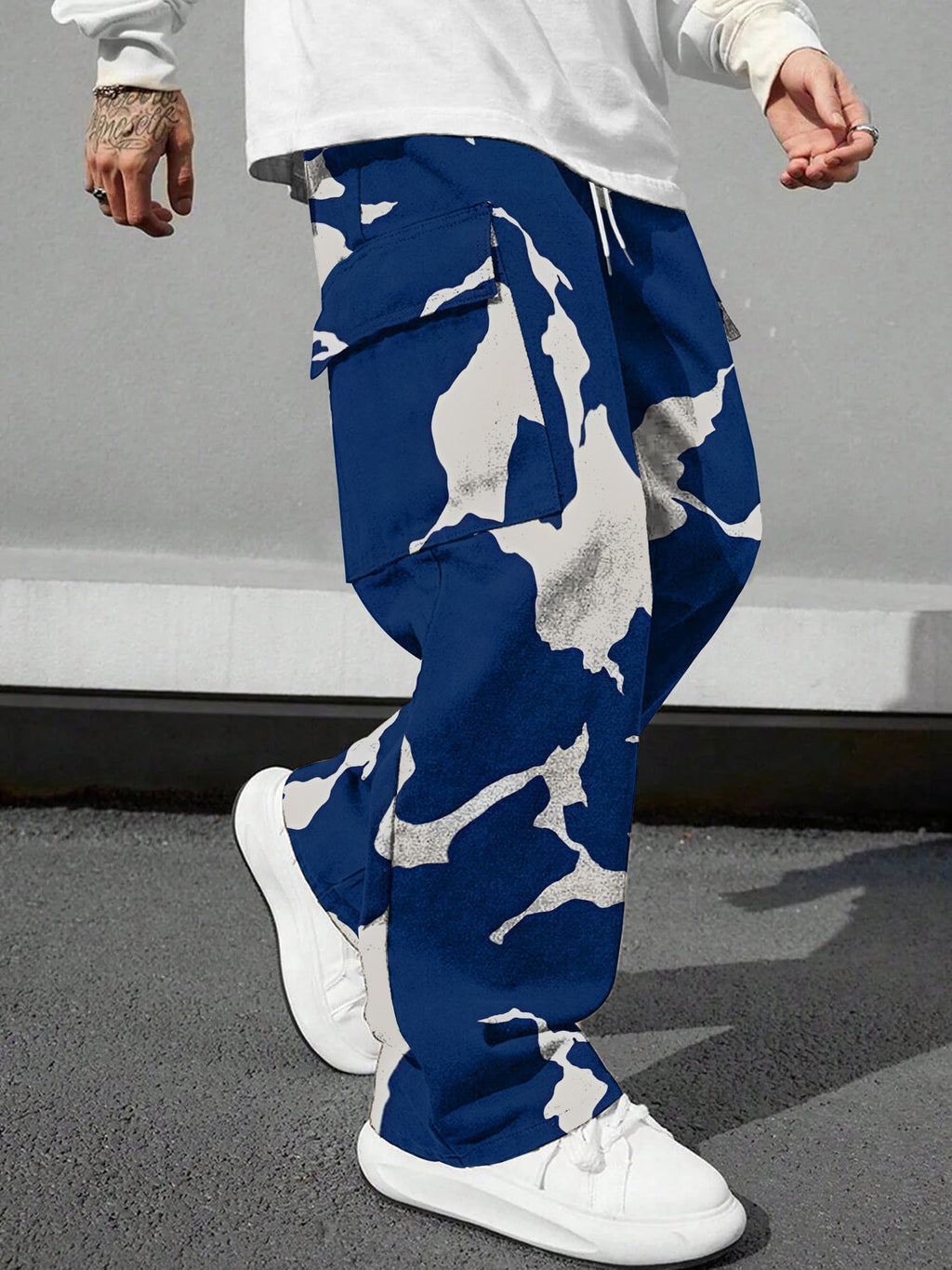 Pink Camo Cargo Pants Printed Design Trendy Casual Loose-Fit Versatile And Breathable Trousers