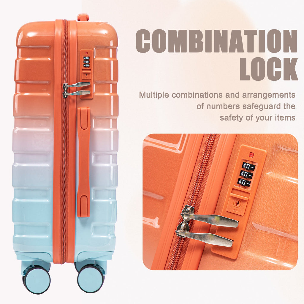 2 Pc PC Spinner Wheel Luggage Set with Lock - Gradient Blue Red