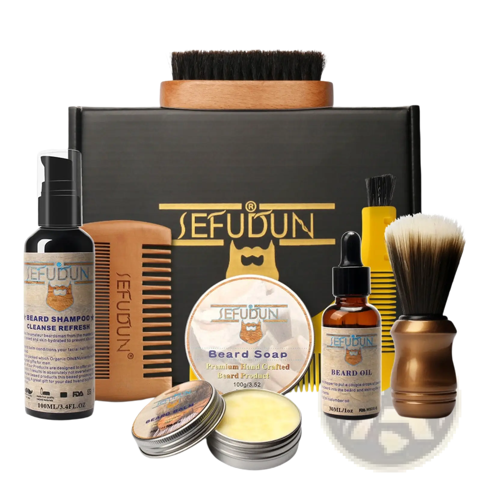 Beard Care Kit 9 Piece Grooming Set with Styling Tools