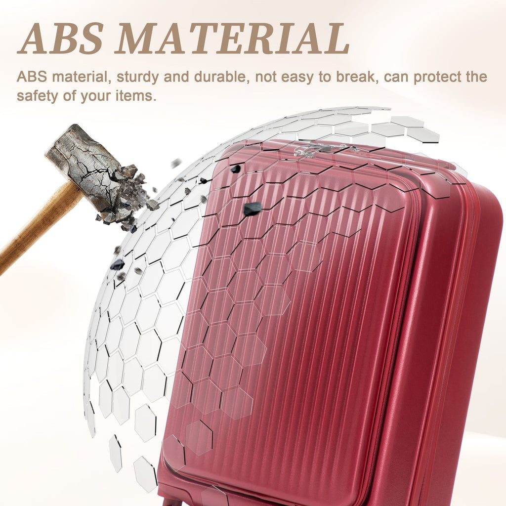 ABS Spinner Wheel Luggage Set with Combination Lock - Red