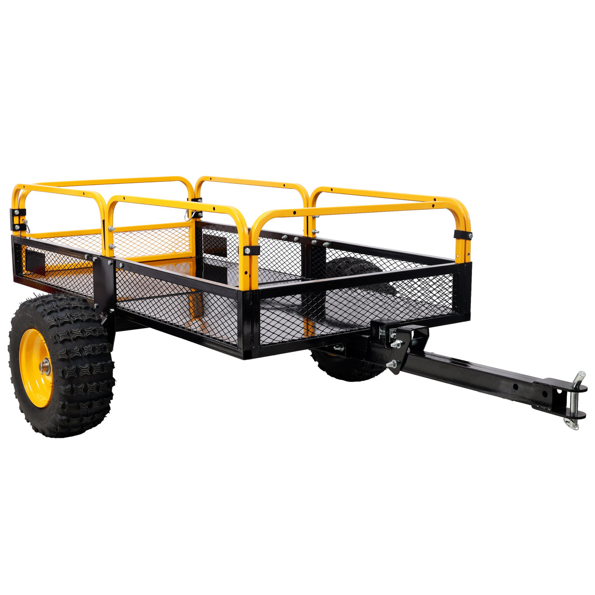 Heavy-Duty Tow-Behind Dump Cart with Steel Bed - Black