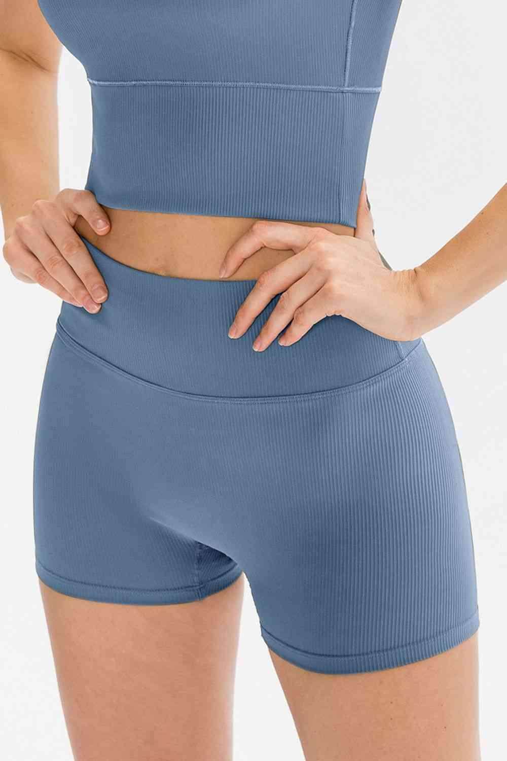 Slim Fit Wide Waistband Sports Shorts for Active Lifestyle