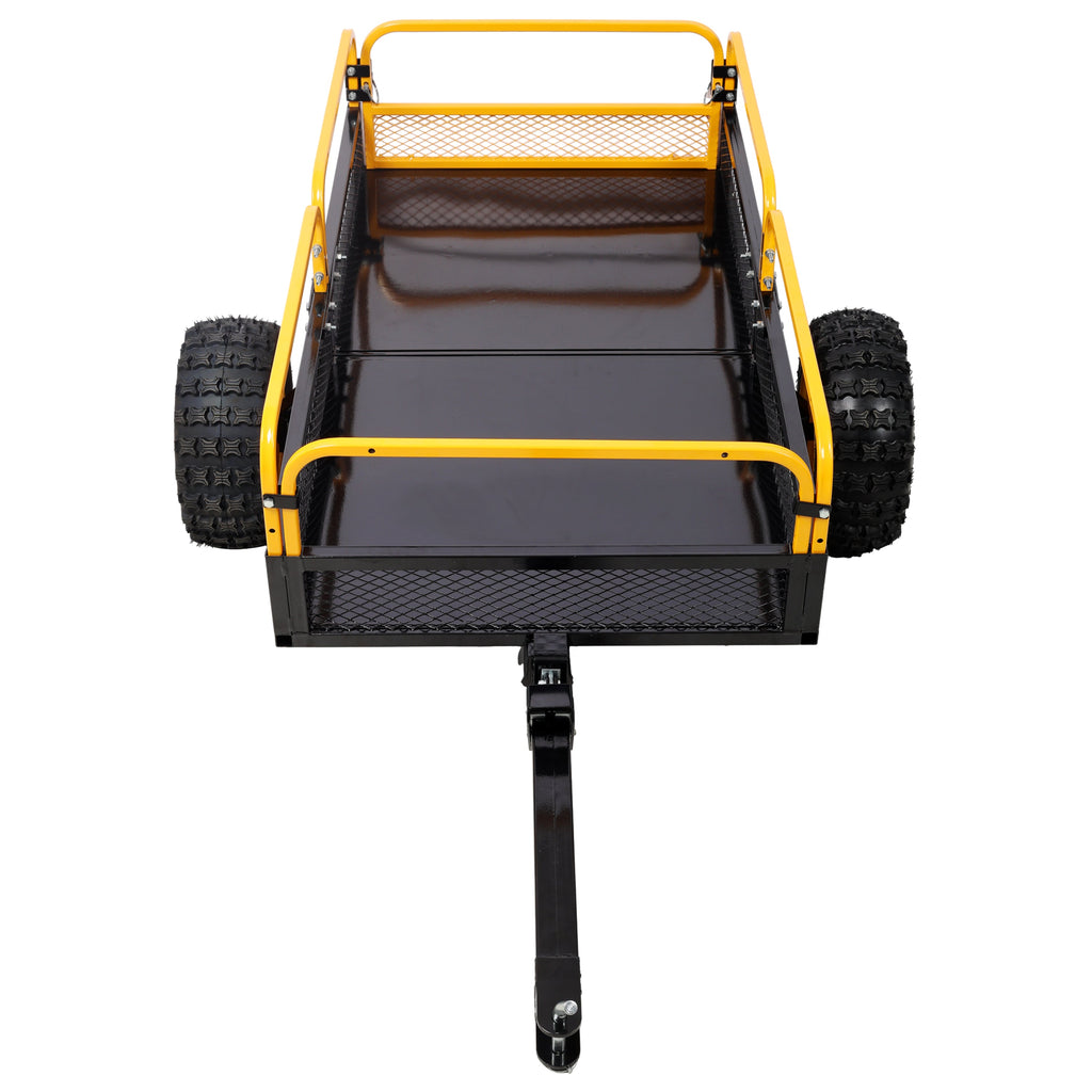 Heavy-Duty Tow-Behind Dump Cart with Steel Bed - Black