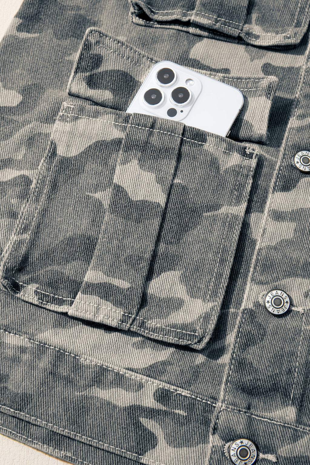 Green Camo Cargo Denim Vest