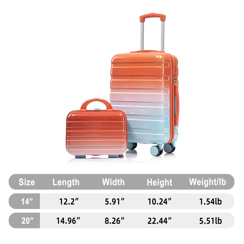 2 Pc PC Spinner Wheel Luggage Set with Lock - Gradient Blue Red