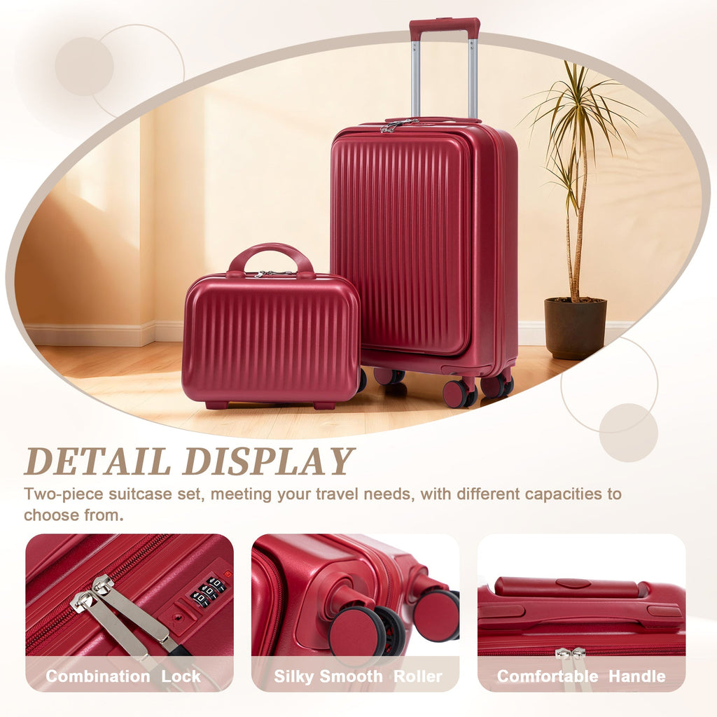 ABS Spinner Wheel Luggage Set with Combination Lock - Red