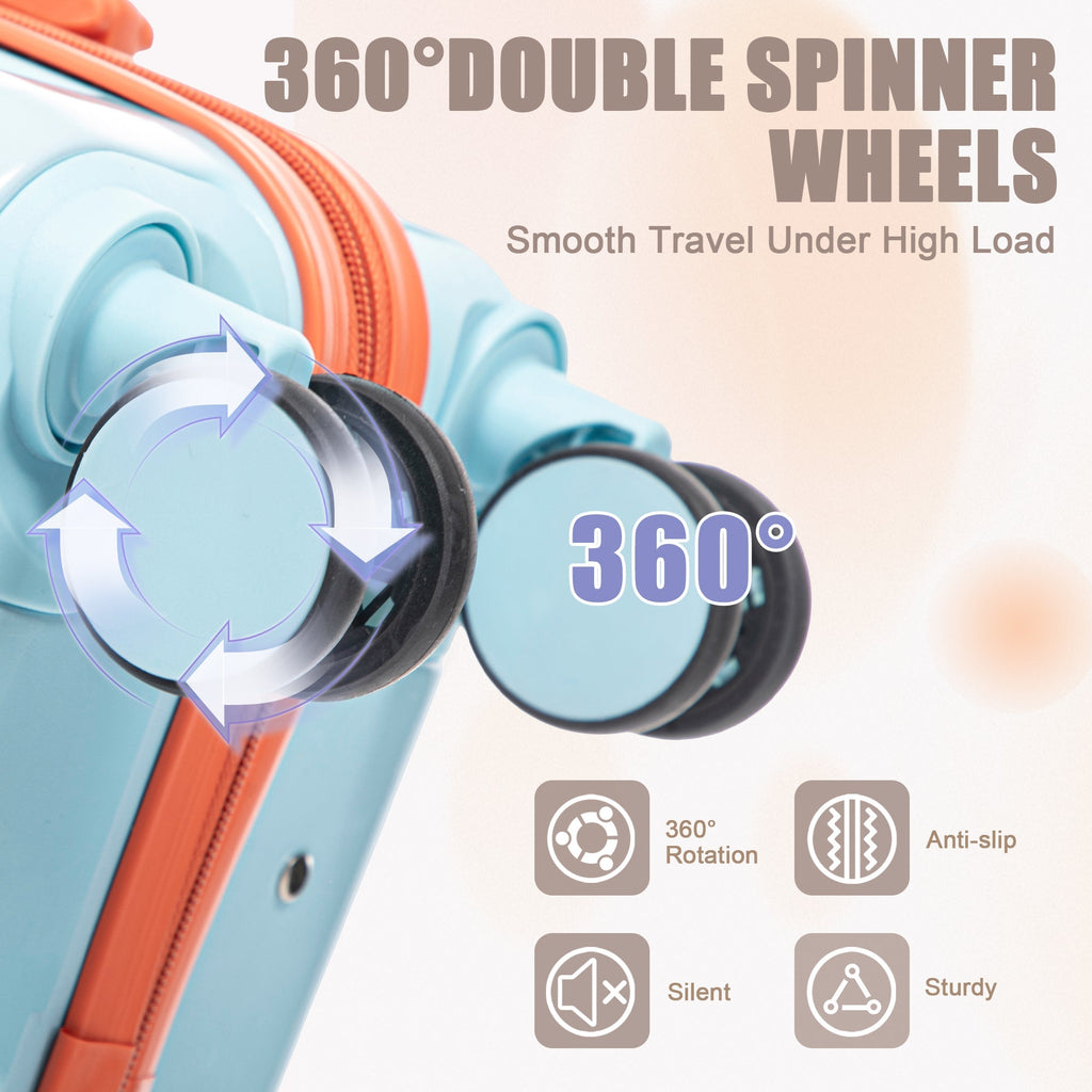 2 Pc PC Spinner Wheel Luggage Set with Lock - Gradient Blue Red