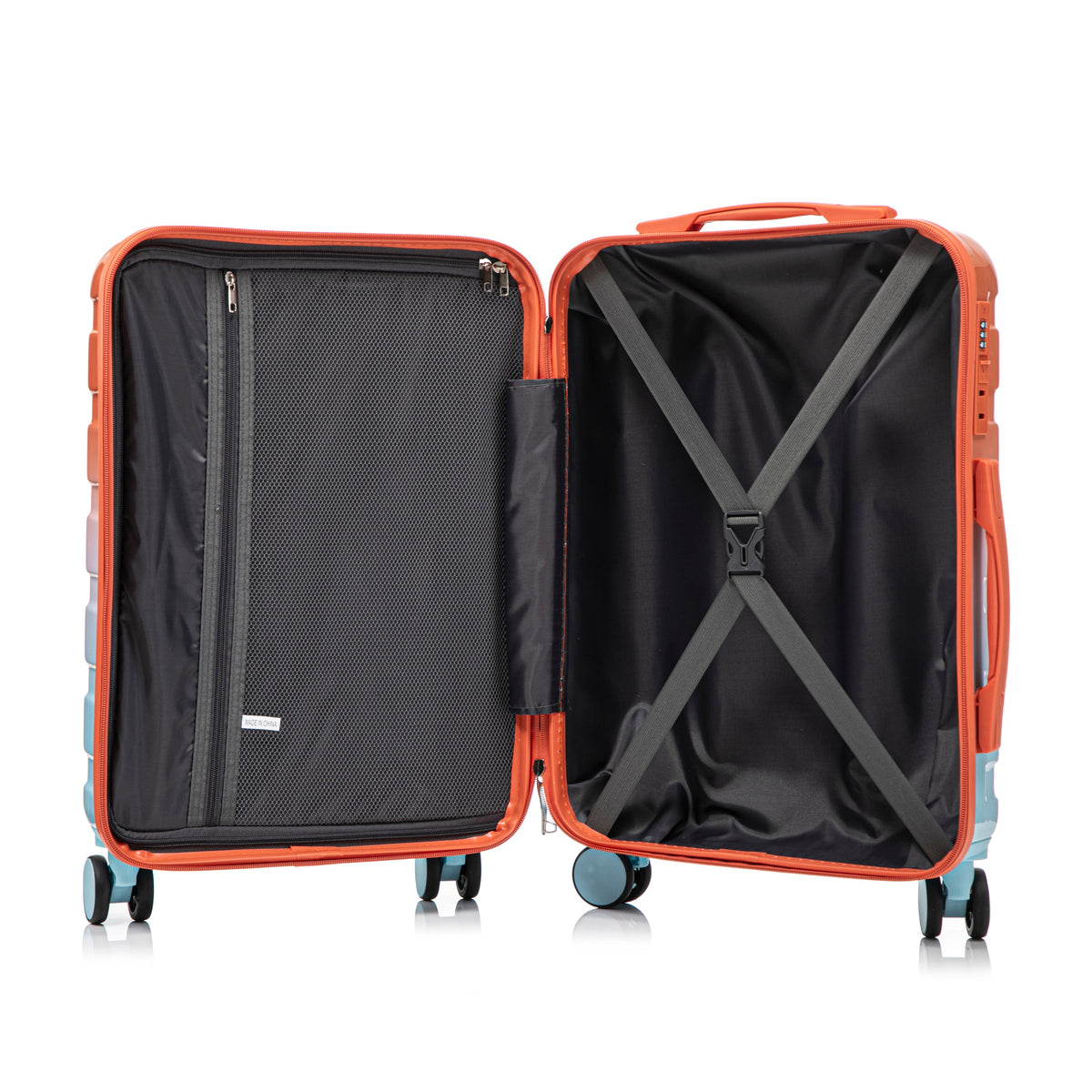 2 Pc PC Spinner Wheel Luggage Set with Lock - Gradient Blue Red