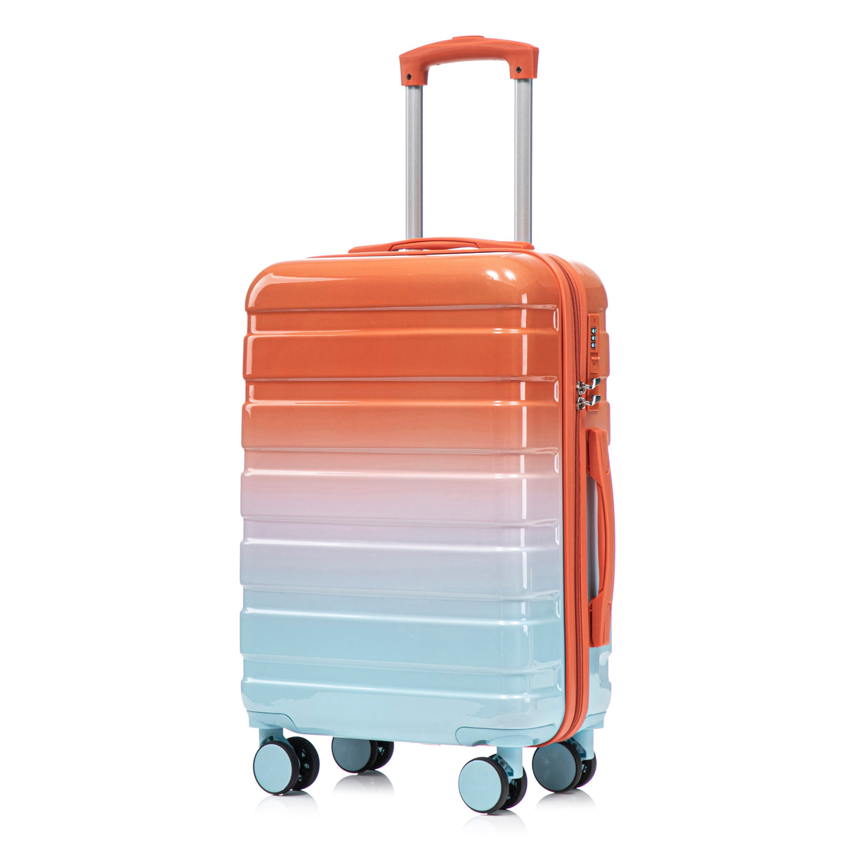 2 Pc PC Spinner Wheel Luggage Set with Lock - Gradient Blue Red