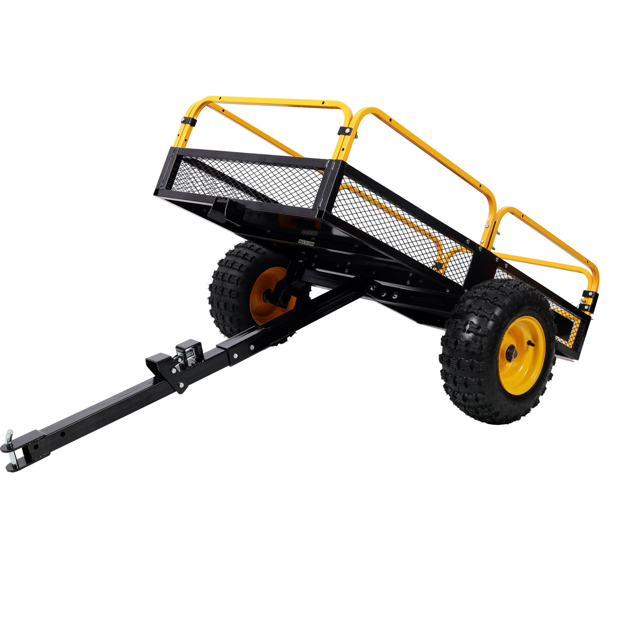 Heavy-Duty Tow-Behind Dump Cart with Steel Bed - Black