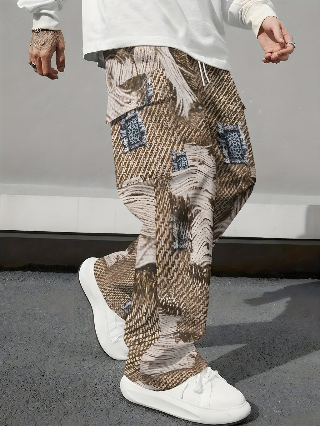 Pink Camo Cargo Pants Printed Design Trendy Casual Loose-Fit Versatile And Breathable Trousers