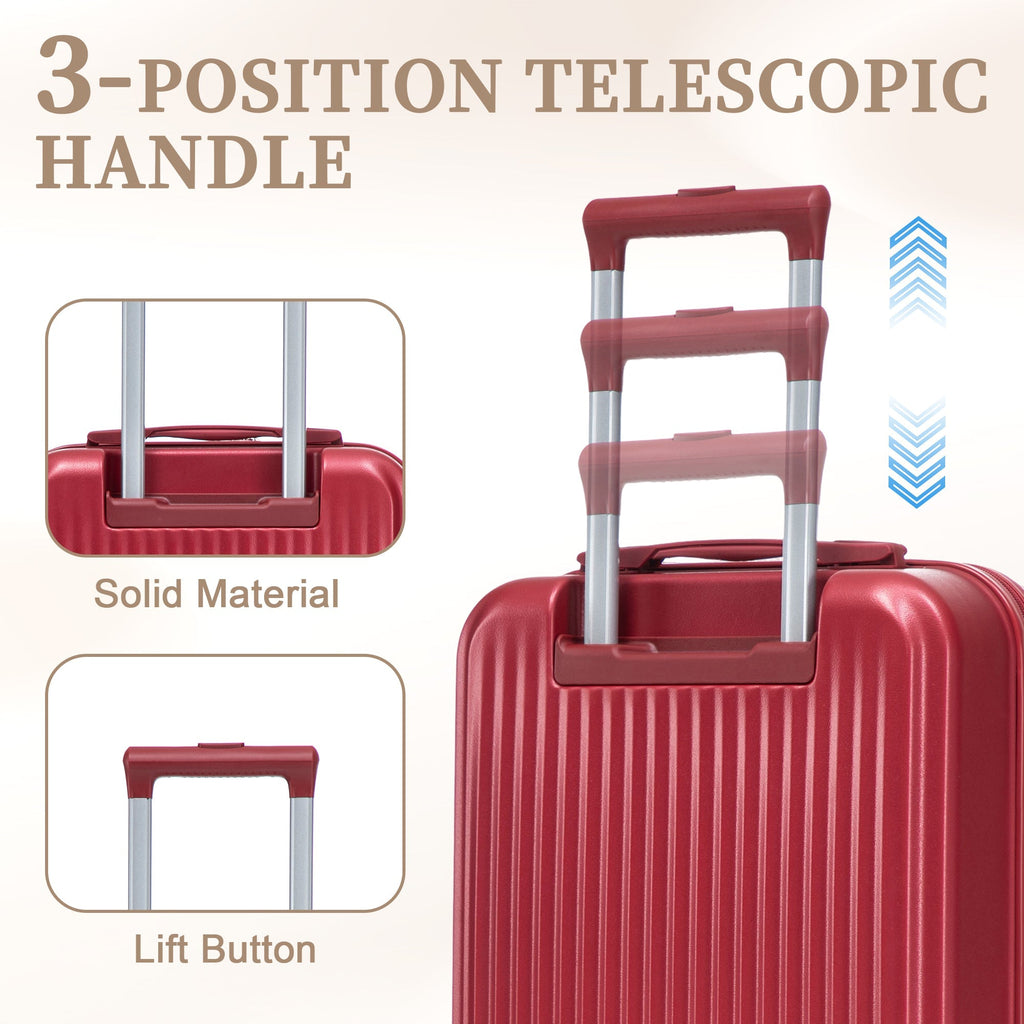 ABS Spinner Wheel Luggage Set with Combination Lock - Red