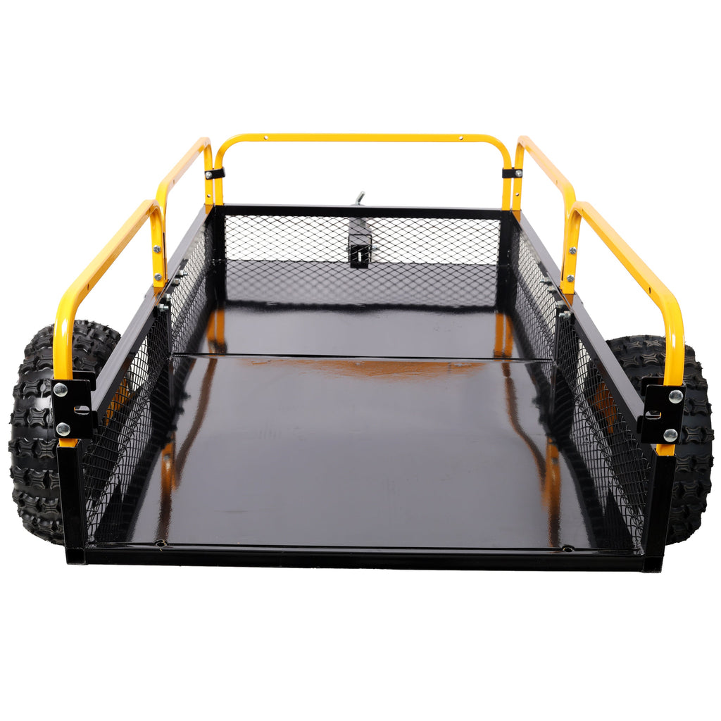 Heavy-Duty Tow-Behind Dump Cart with Steel Bed - Black