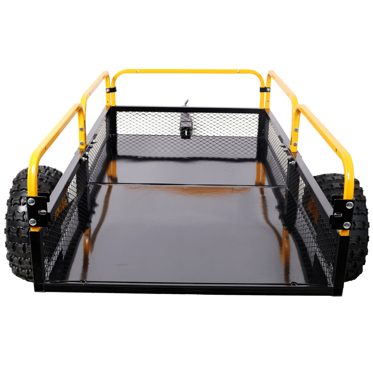 Heavy-Duty Tow-Behind Dump Cart with Steel Bed - Black