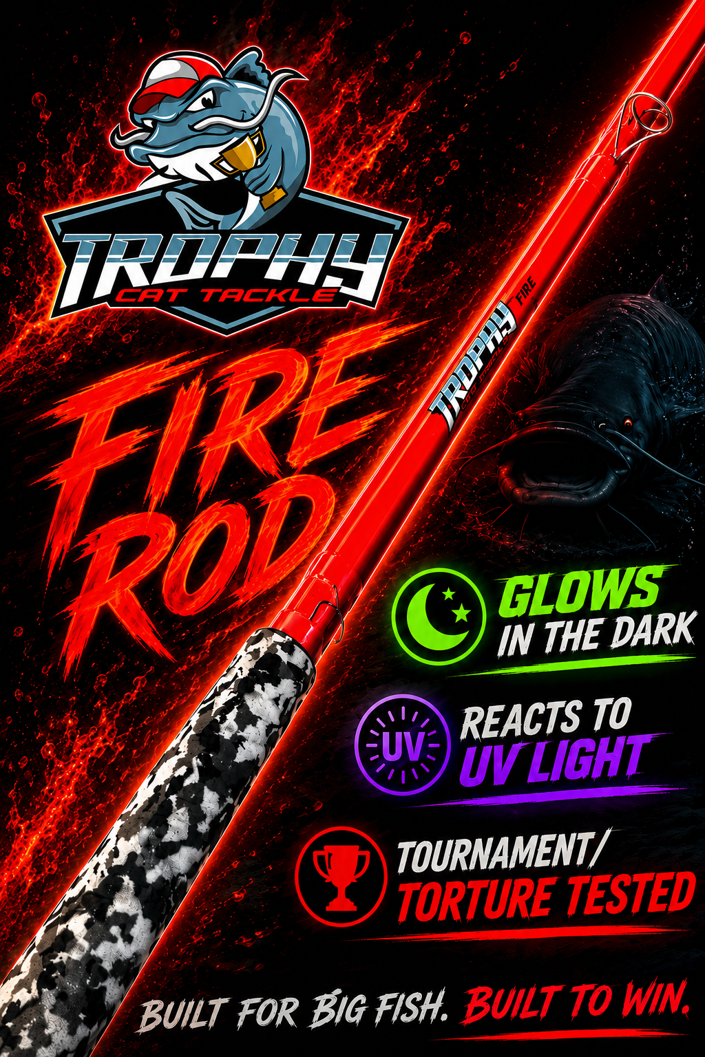 Fire 7'6" Casting Catfish Rod | Trophy Cat Tackle