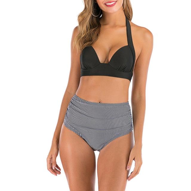 High Waist bikini Set Two Piece Bath Suit Athletic V Neck Swimwear Vintage Halter Swimming Suits Halter Bathing Suit Woman Swimsuit Female Plus Size Bikini Floral Print Swimwear Women New