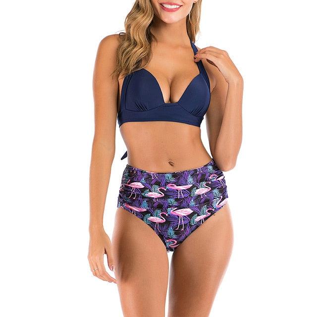 High Waist bikini Set Two Piece Bath Suit Athletic V Neck Swimwear Vintage Halter Swimming Suits Halter Bathing Suit Woman Swimsuit Female Plus Size Bikini Floral Print Swimwear Women New