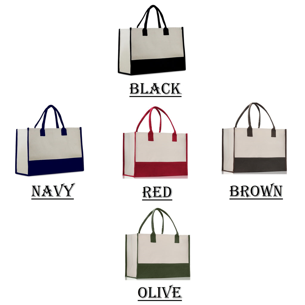 Customized Embroidered Name Tote Bag 100% Cotton Canvas and a Chic Personalized Tote Bag, Beach Bag, Market Bag, Bridesmaid Bag - Red