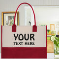 Customized Embroidered Name Tote Bag 100% Cotton Canvas and a Chic Personalized Tote Bag, Beach Bag, Market Bag, Bridesmaid Bag - Red