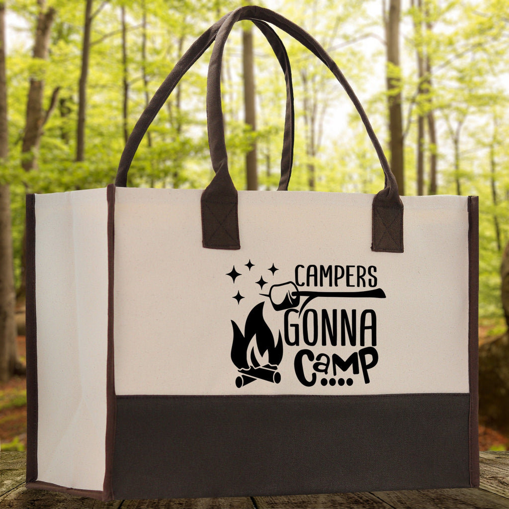 Campers Gonna Camp Cotton Canvas Chic Tote Bag Camping Tote Camping Lover Gift Tote Bag Outdoor Tote Weekender Tote Camper Multipurpose Tote