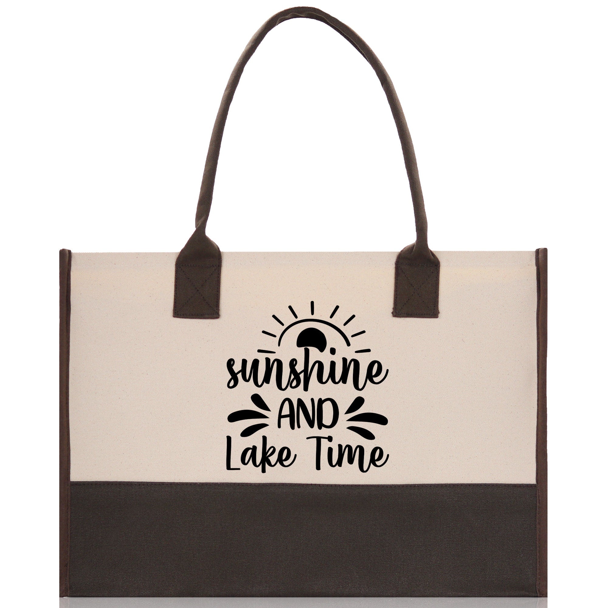 Sunshine and Lake Time Cotton Canvas Chic Tote Bag Camping Tote Lake Lover Gift Tote Bag Outdoor Tote Weekender Tote Laker Tote