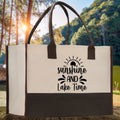Sunshine and Lake Time Cotton Canvas Chic Tote Bag Camping Tote Lake Lover Gift Tote Bag Outdoor Tote Weekender Tote Laker Tote