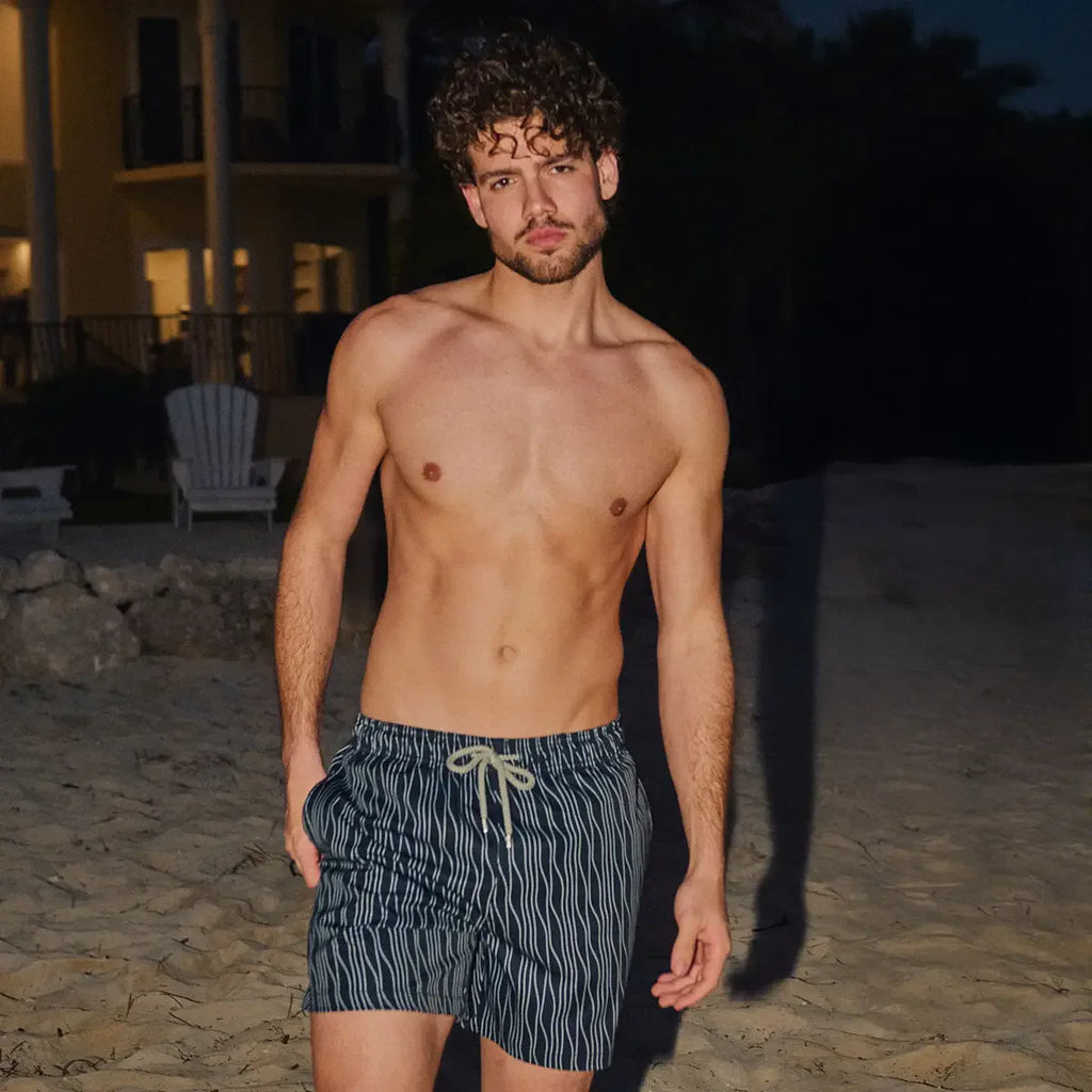 Linear Drift, Storm and Fog Hybrid Short, Compression Lined Swim and Resort Trunk