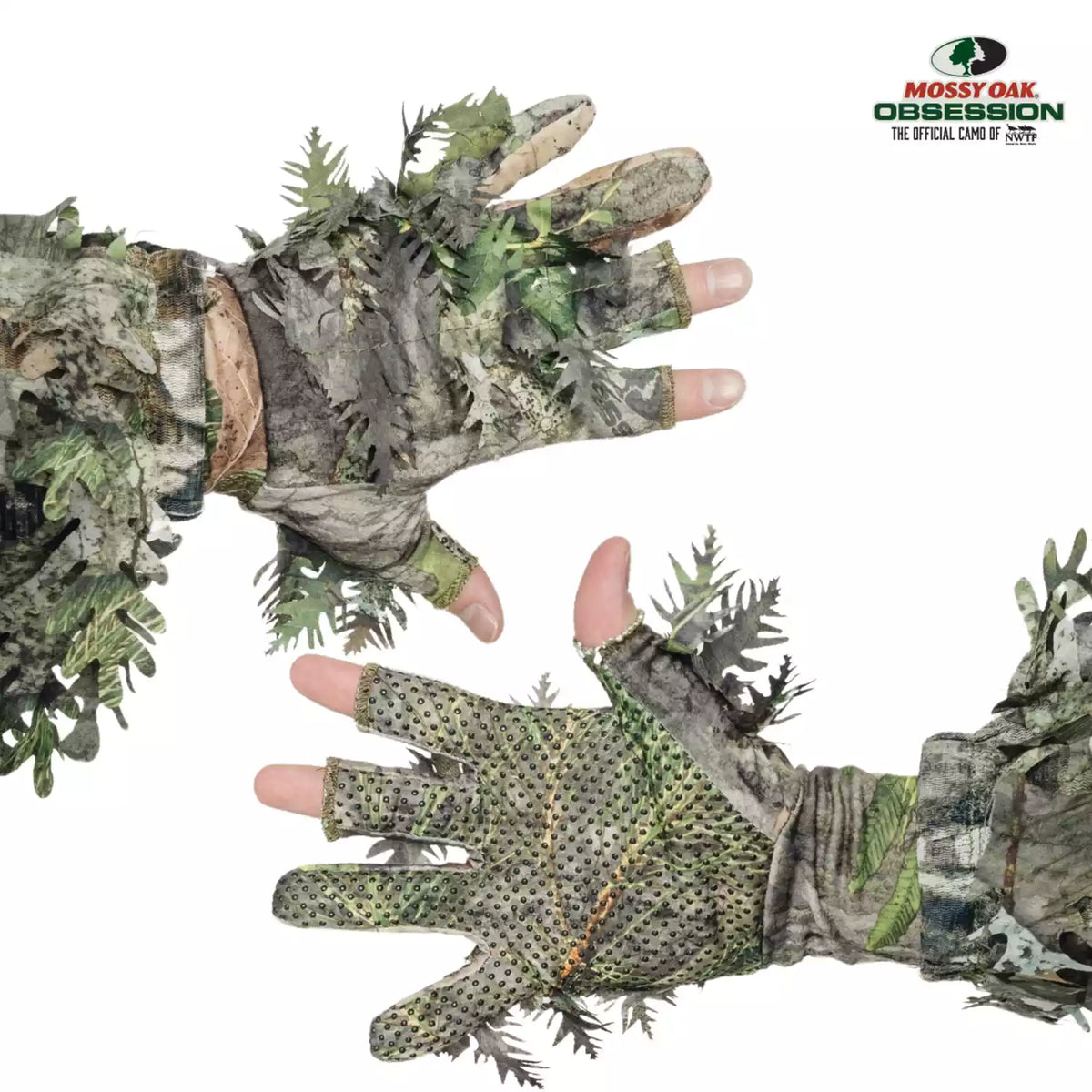 Leafy Camo Gloves in Mossy Oak and Realtree - Fingerless or Touchscreen Tips