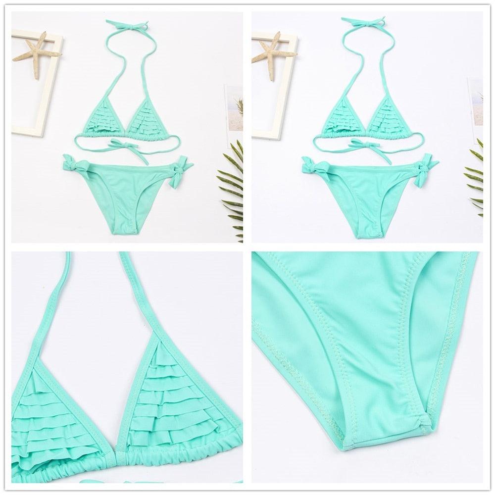 Multicolored Style  Girls Kids Swimwear Swimsuit Girls Two Piece Bikini Swimsuits Floral Bathing Suit For Kids Summer Beach Swimwear Summer Children Bathing Suit Kids Girls Bikini Set 2-14 Years