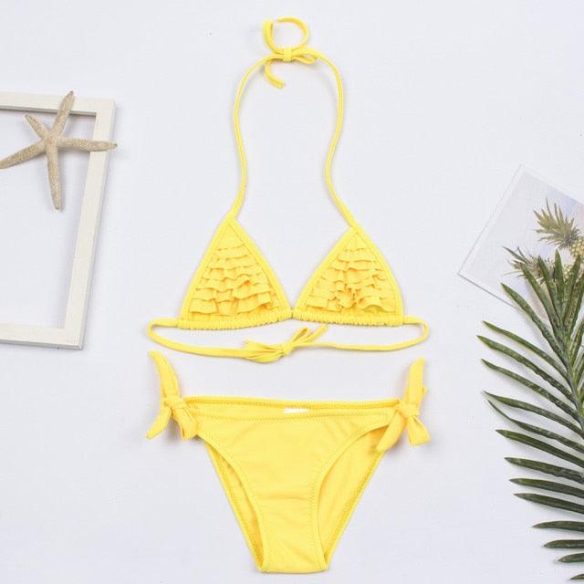 Multicolored Style  Girls Kids Swimwear Swimsuit Girls Two Piece Bikini Swimsuits Floral Bathing Suit For Kids Summer Beach Swimwear Summer Children Bathing Suit Kids Girls Bikini Set 2-14 Years