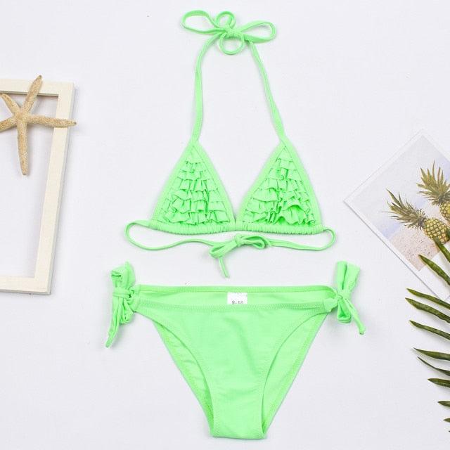 Multicolored Style  Girls Kids Swimwear Swimsuit Girls Two Piece Bikini Swimsuits Floral Bathing Suit For Kids Summer Beach Swimwear Summer Children Bathing Suit Kids Girls Bikini Set 2-14 Years