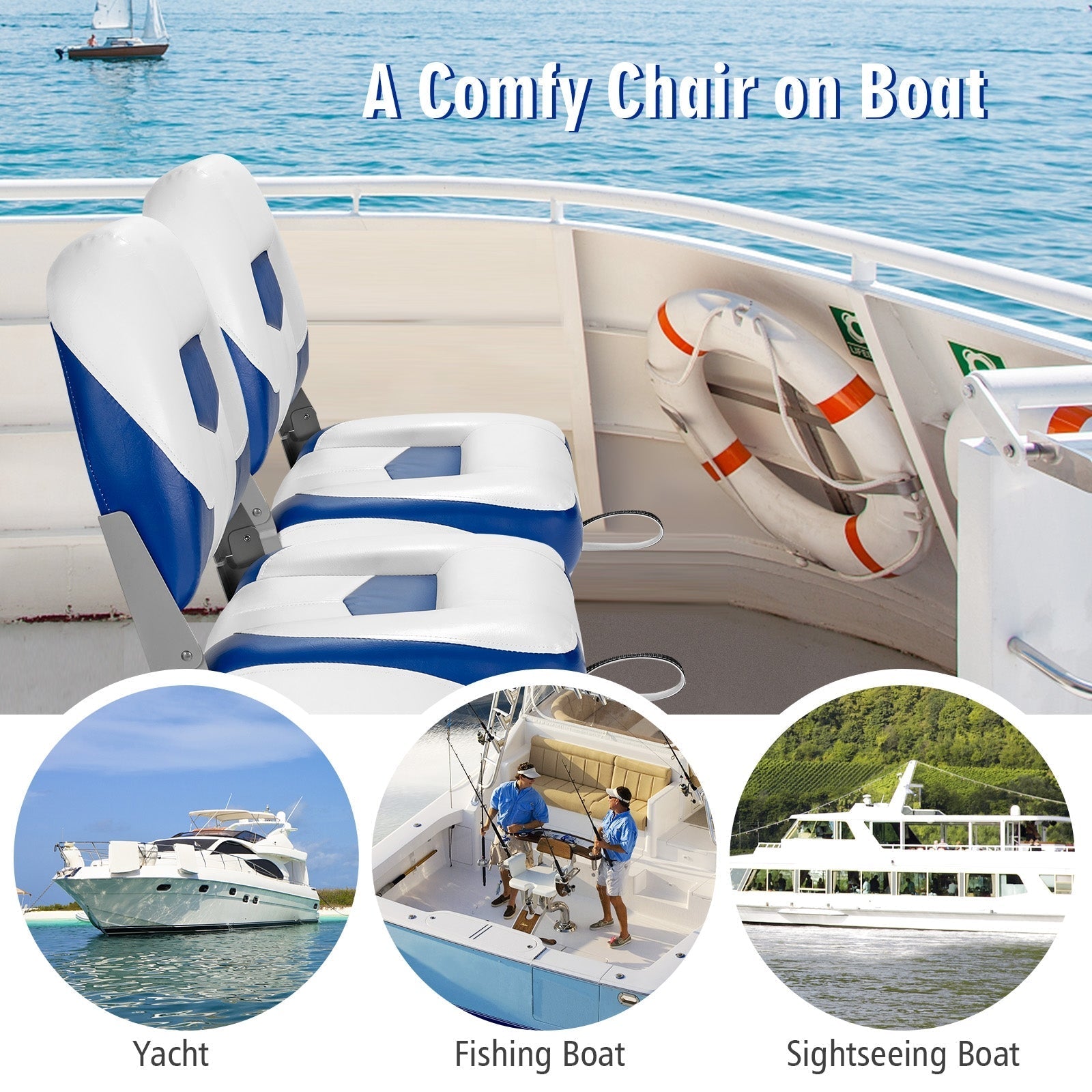 Set of 2 Folding Low Back Fishing Boat Seat