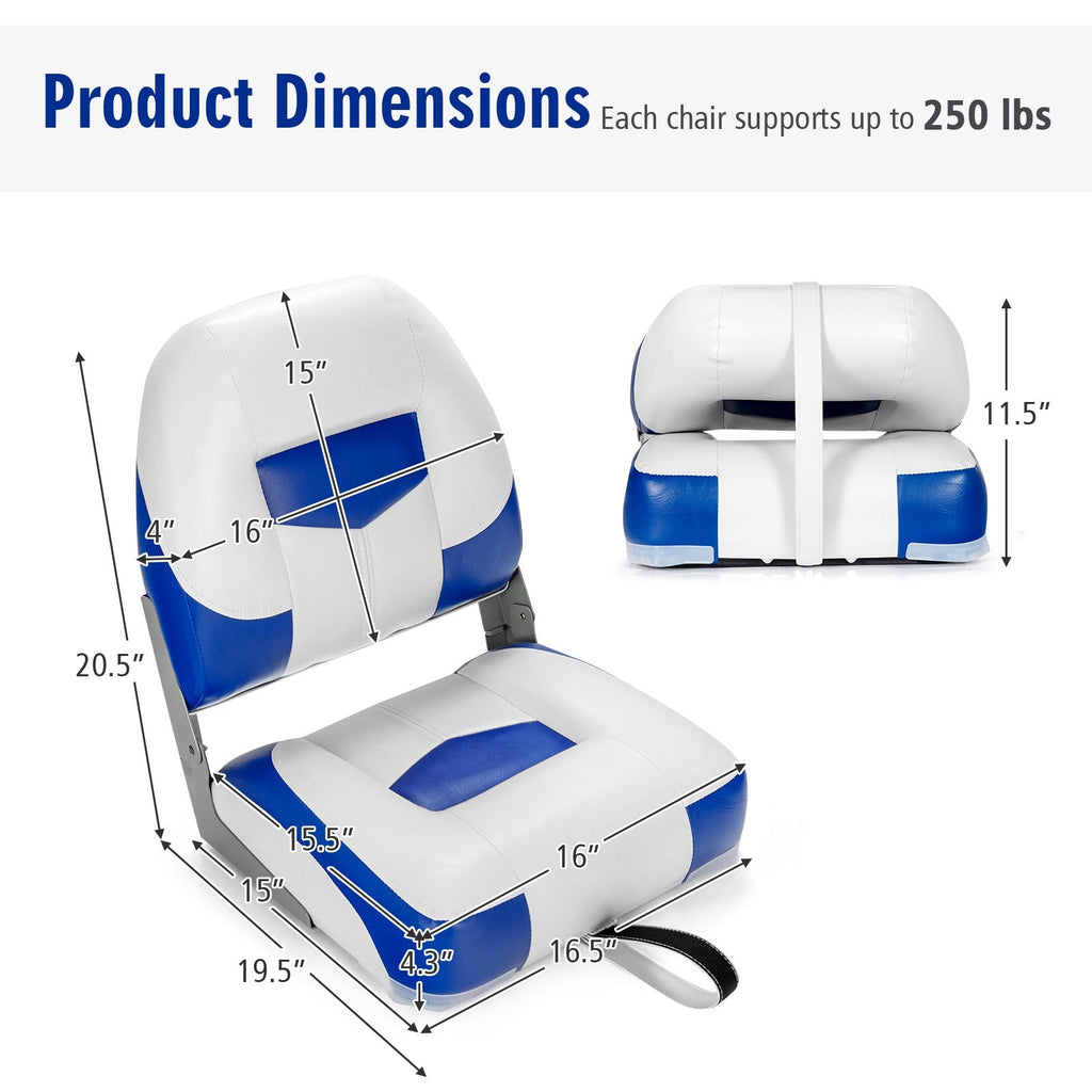 Set of 2 Folding Low Back Fishing Boat Seat