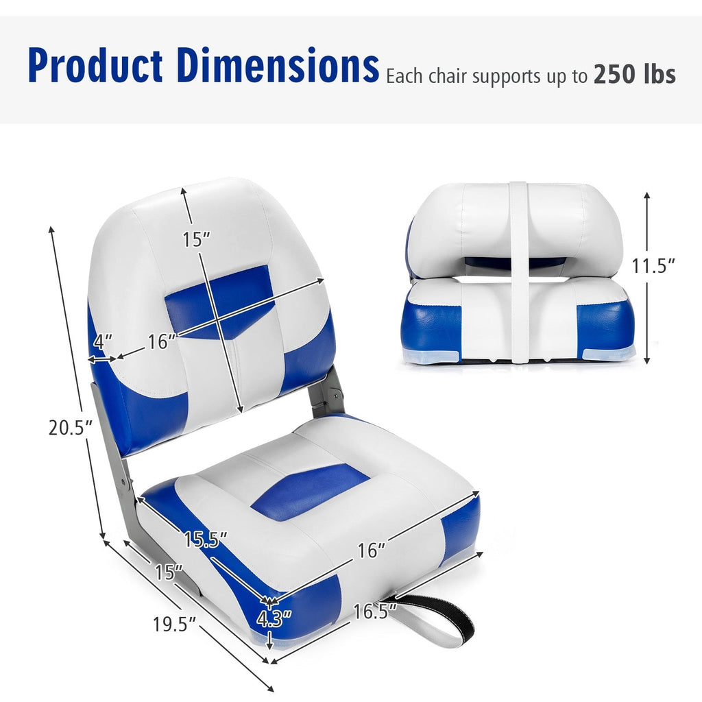 Set of 2 Folding Low Back Fishing Boat Seat