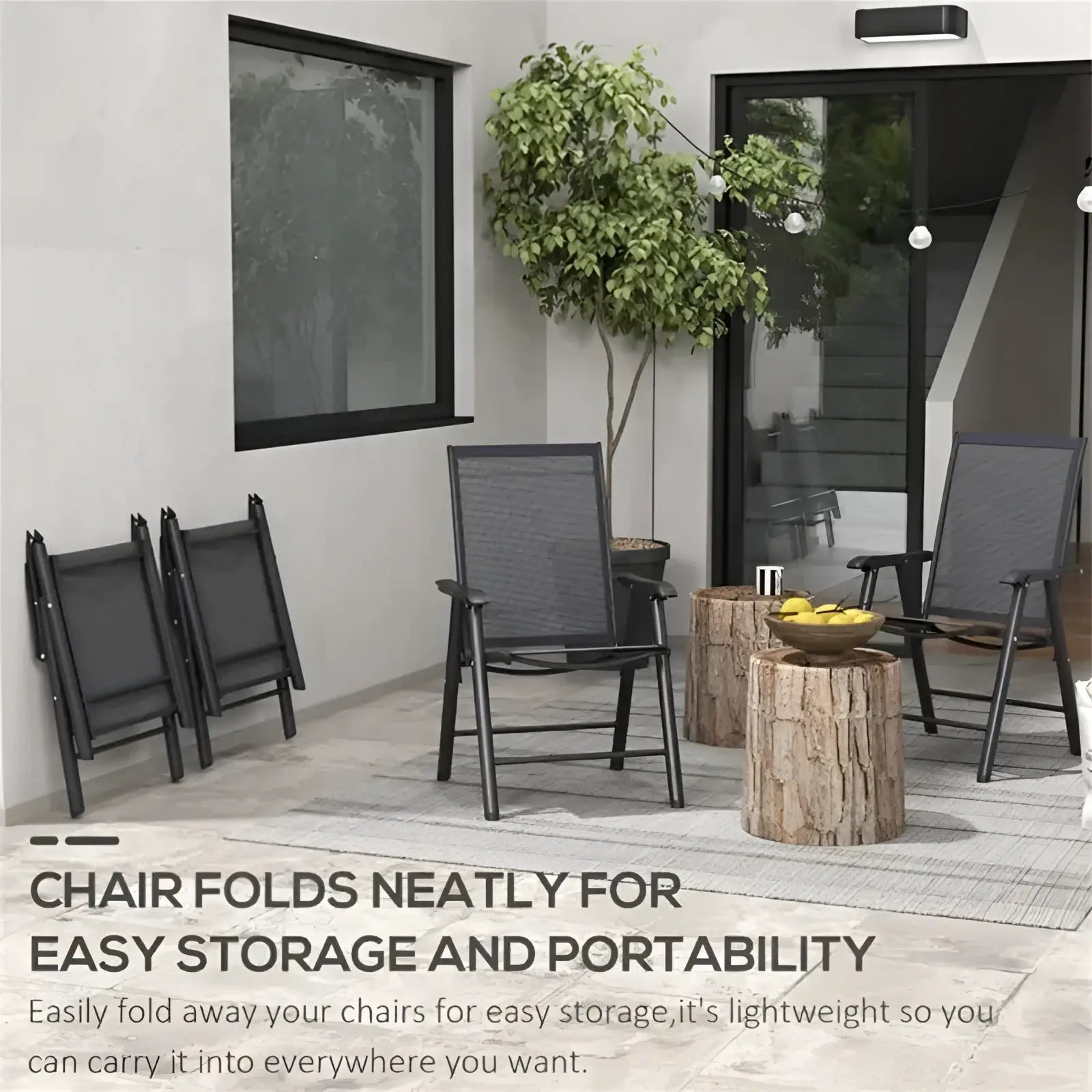 Outdoor Folding Chairs Set of 4 Mesh Patio Seating