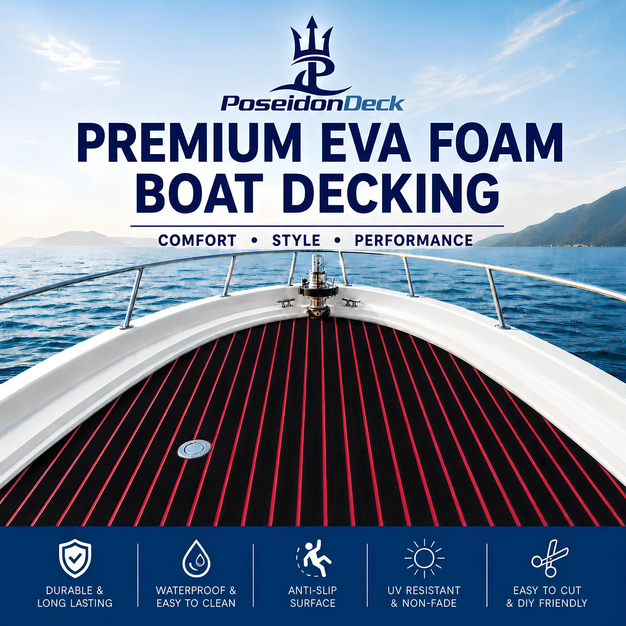 Faux Teak Stripe EVA Foam Boat Flooring