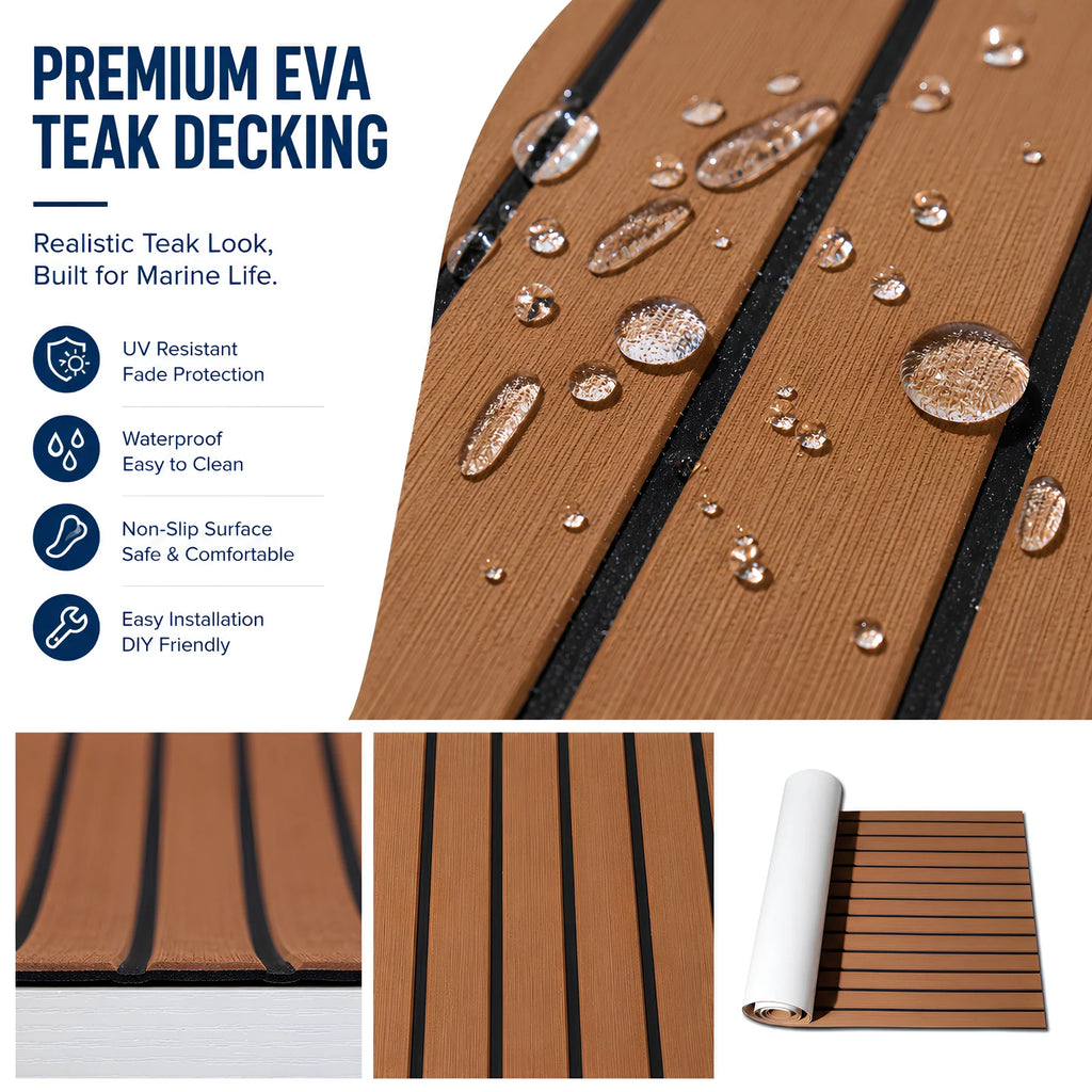 Faux Teak Stripe EVA Foam Boat Flooring