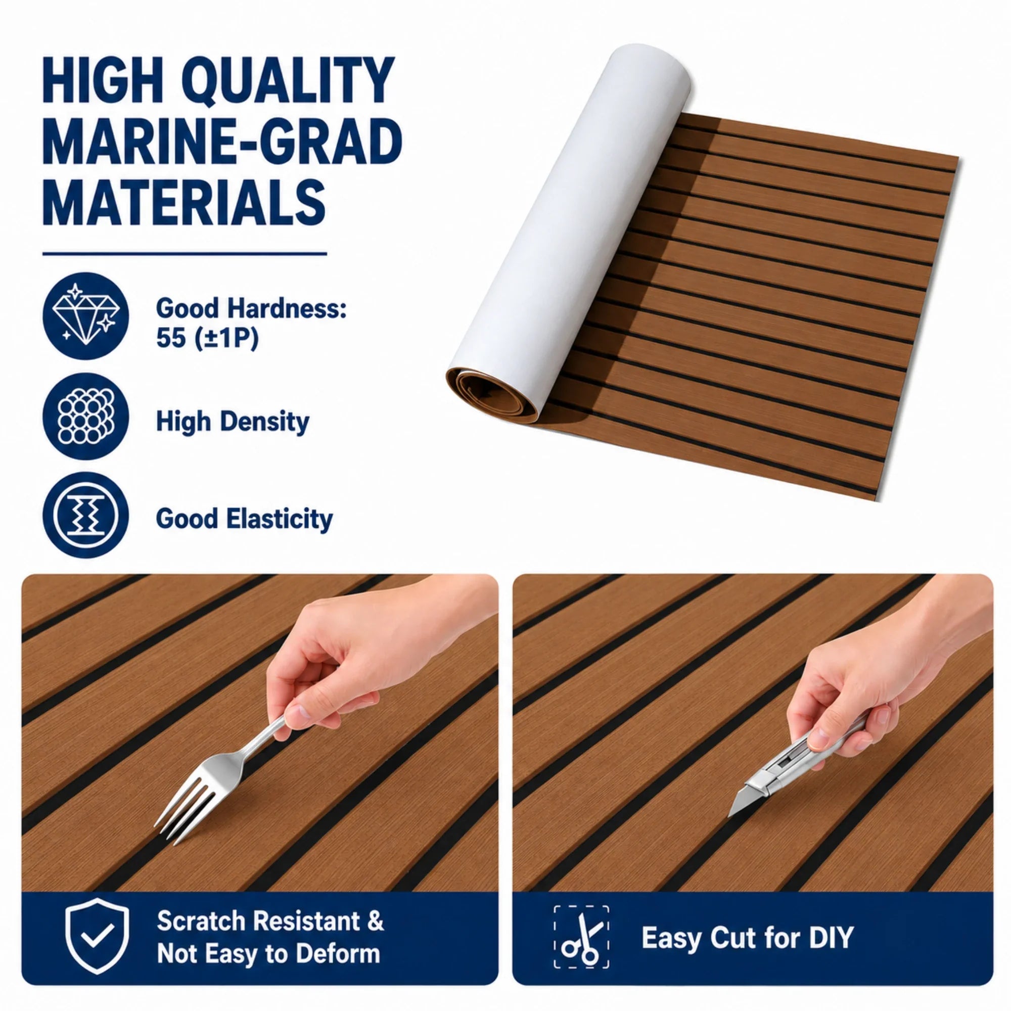 Faux Teak Stripe EVA Foam Boat Flooring