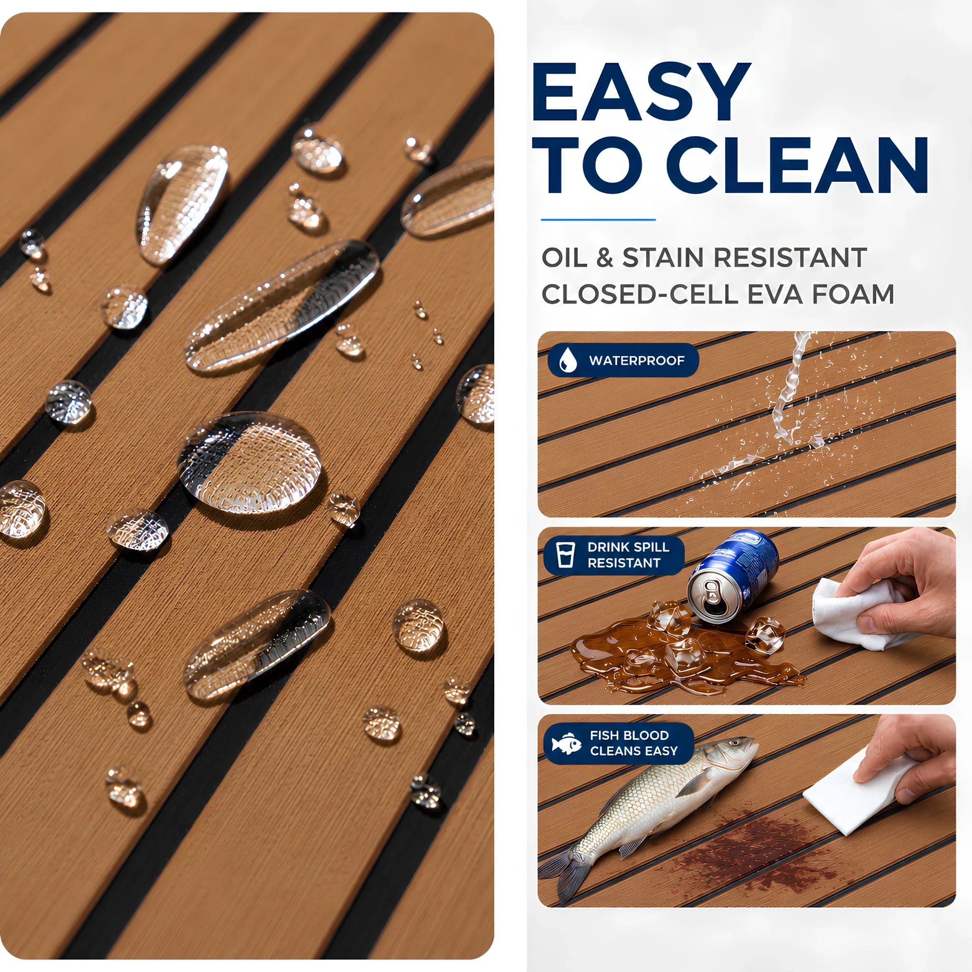 Faux Teak Stripe EVA Foam Boat Flooring