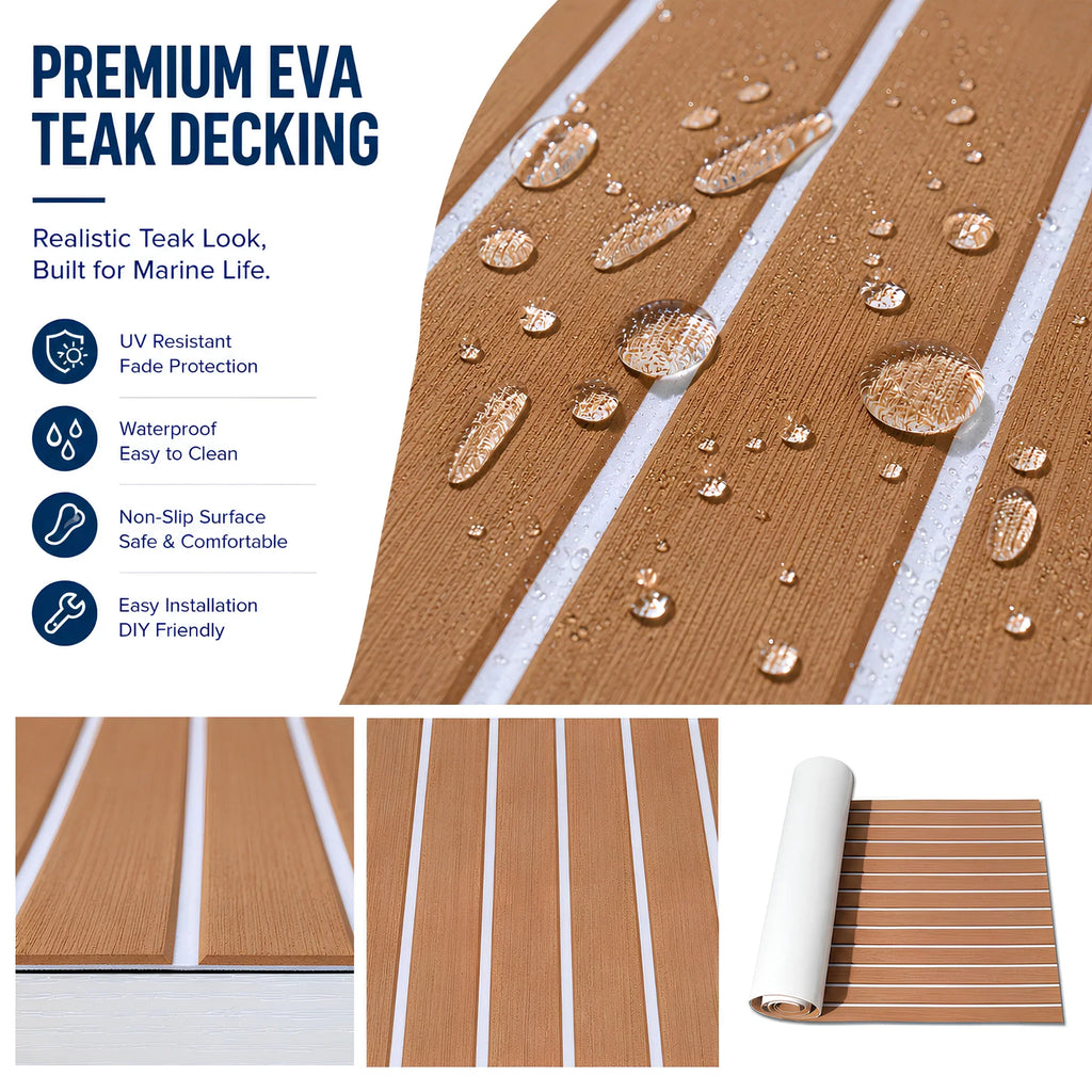 Faux Teak Stripe EVA Foam Boat Flooring