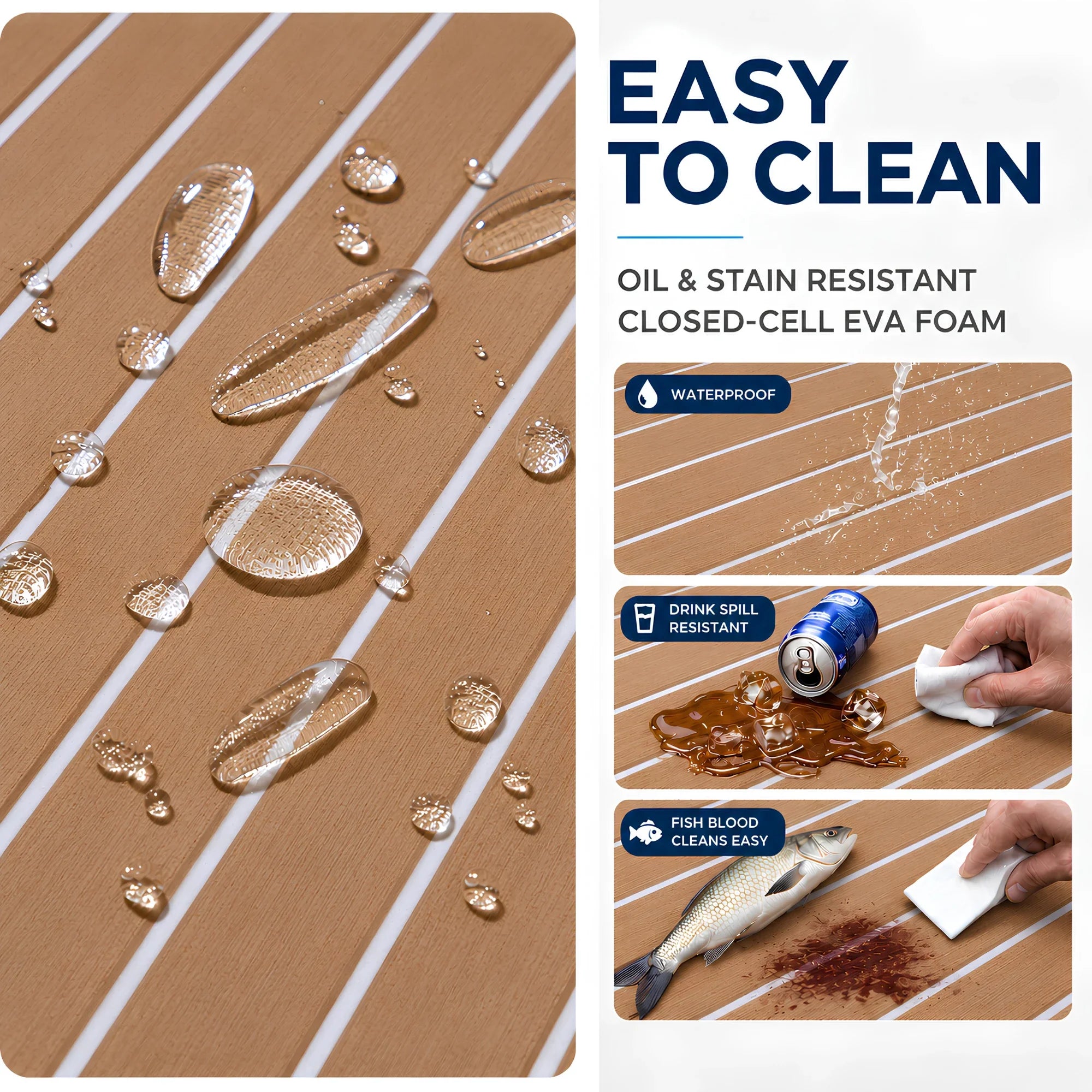 Faux Teak Stripe EVA Foam Boat Flooring