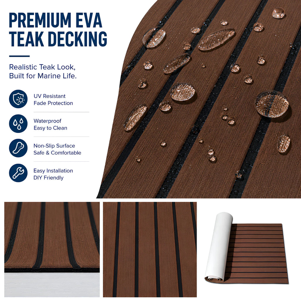 Faux Teak Stripe EVA Foam Boat Flooring