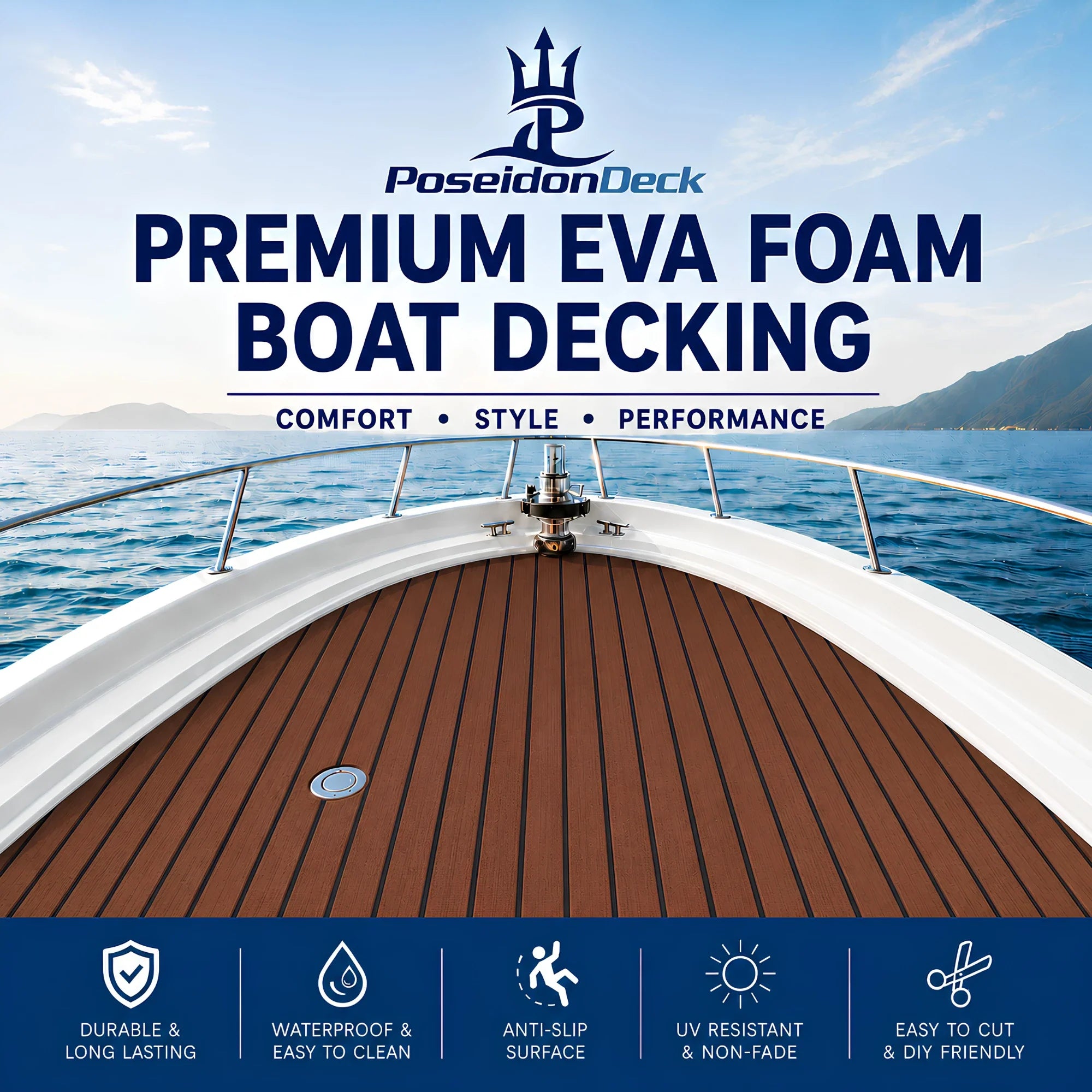 Faux Teak Stripe EVA Foam Boat Flooring