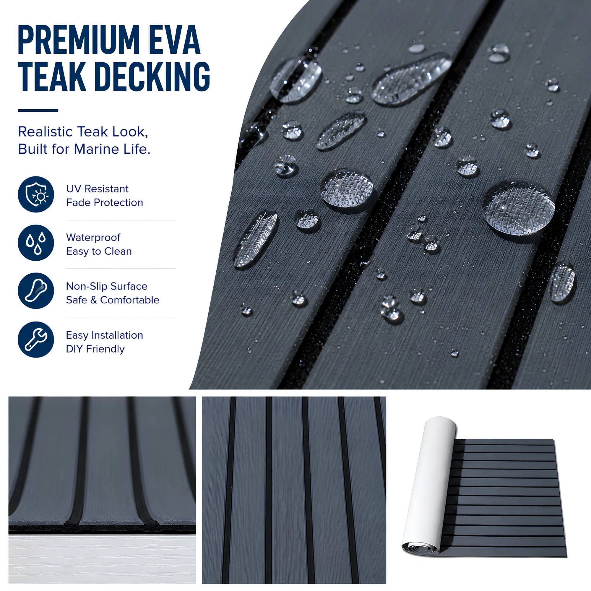 Faux Teak Stripe EVA Foam Boat Flooring