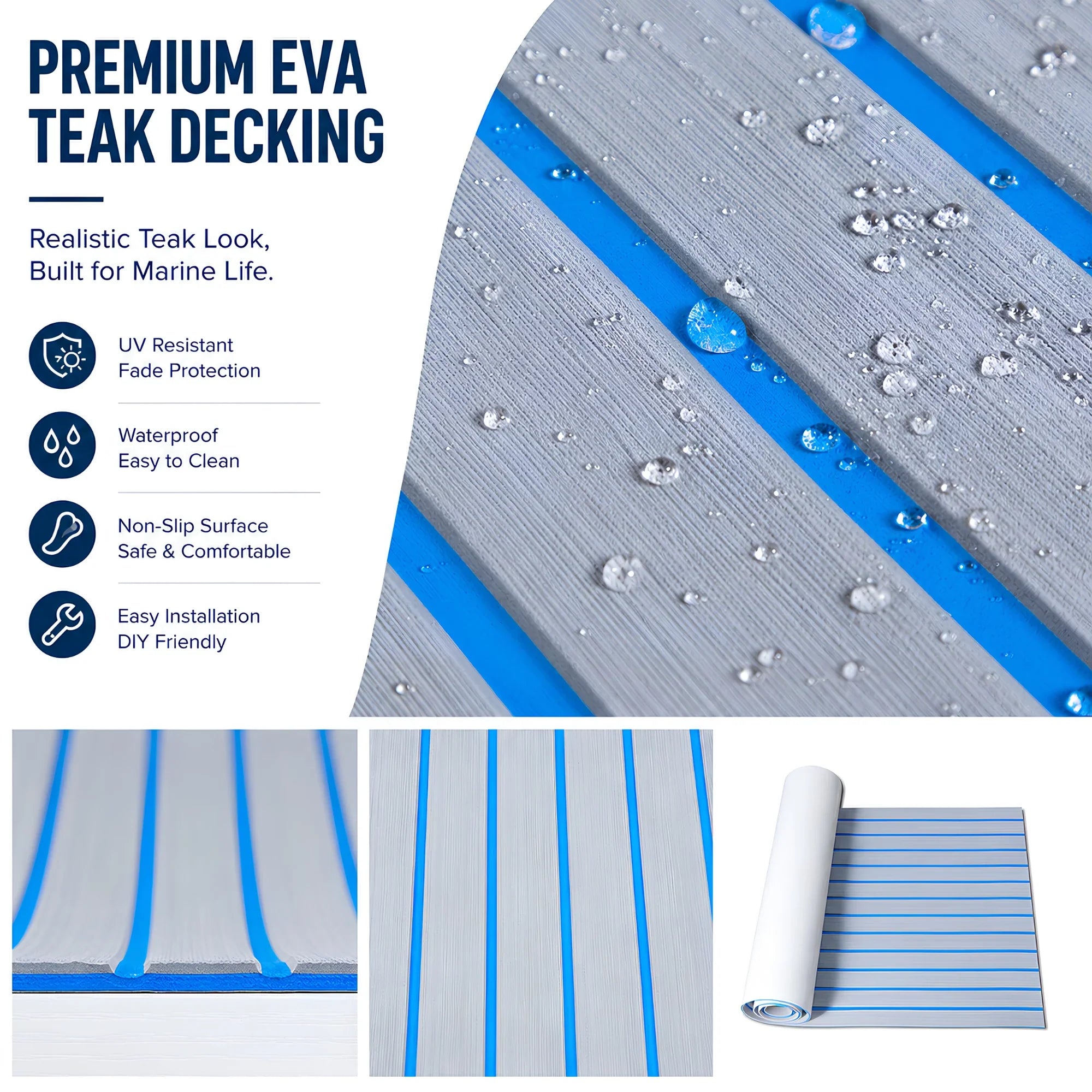 Faux Teak Stripe EVA Foam Boat Flooring