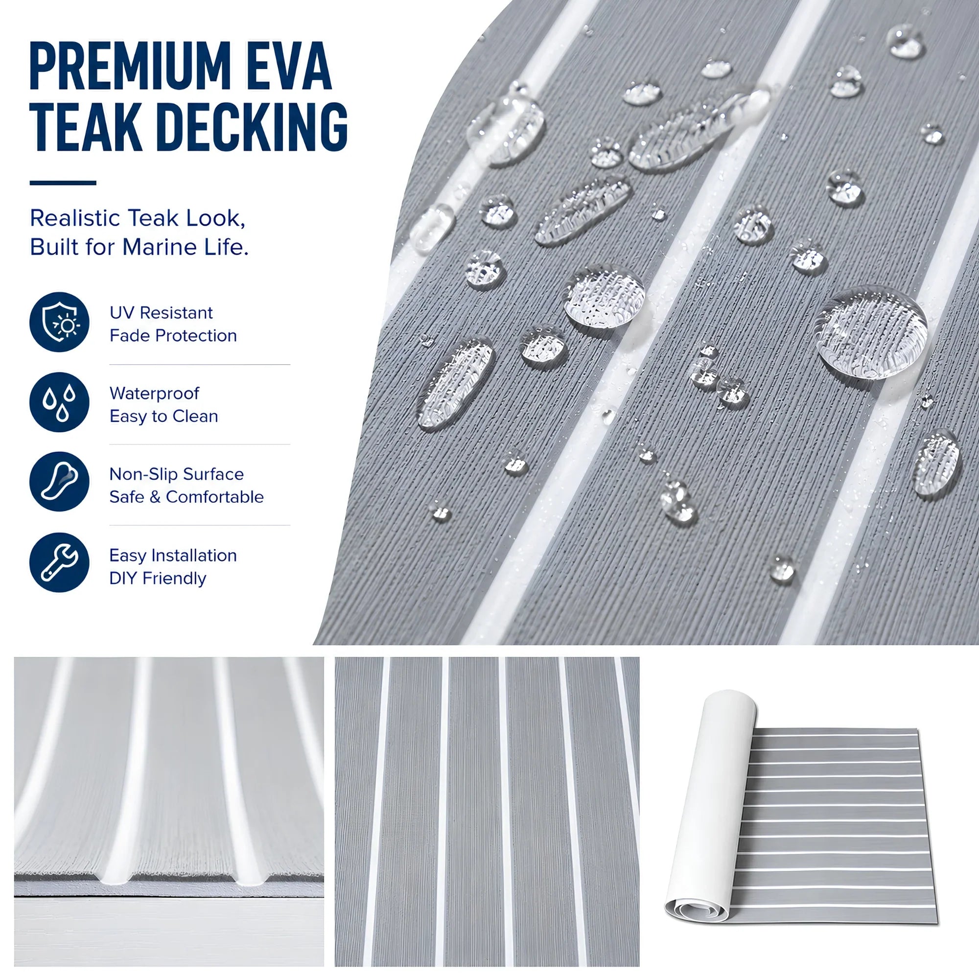 Faux Teak Stripe EVA Foam Boat Flooring