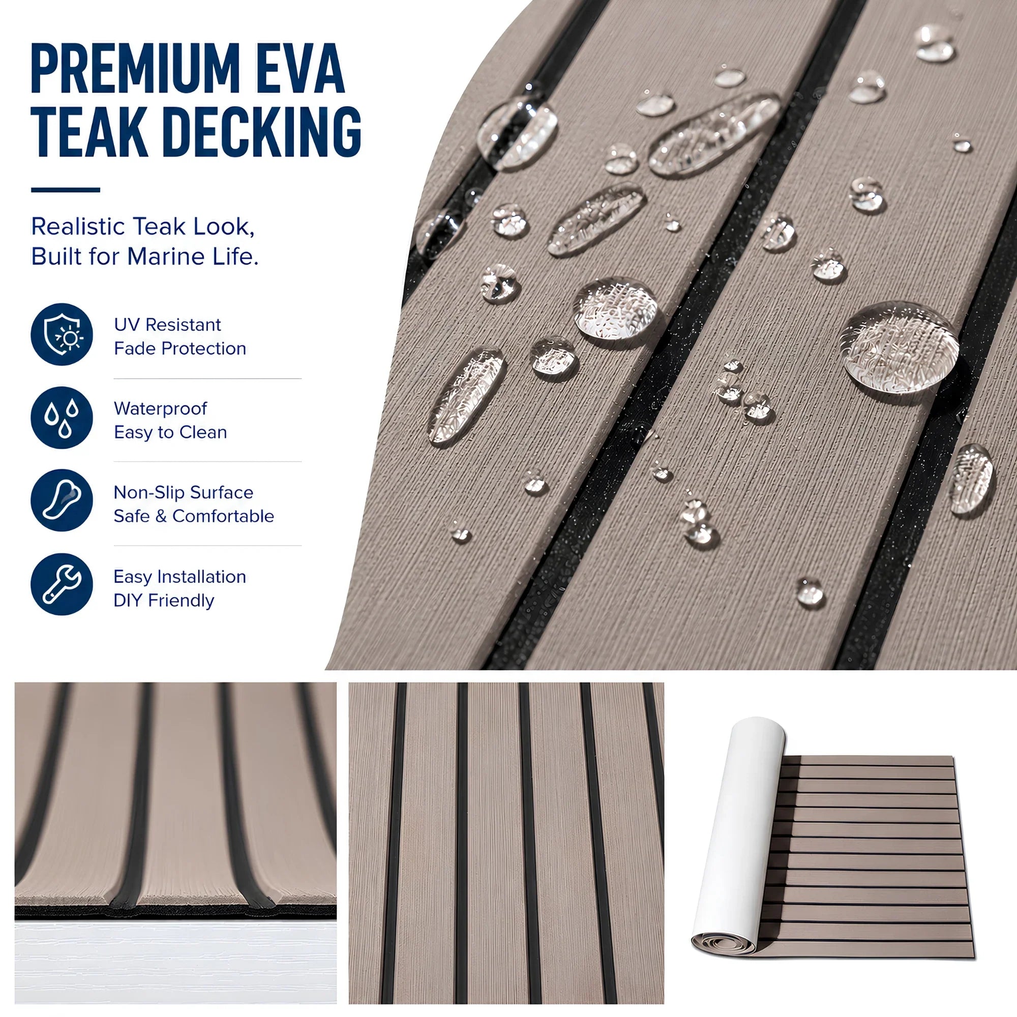 Faux Teak Stripe EVA Foam Boat Flooring
